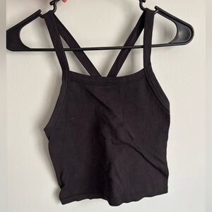 Time and Tru Black Ribbed Crop Top